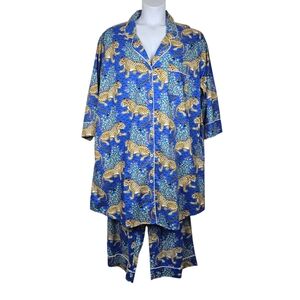 Printfresh Womens Bagheera Tiger Queen Sleepshirt & Pants Pajama Set 2X / 1X